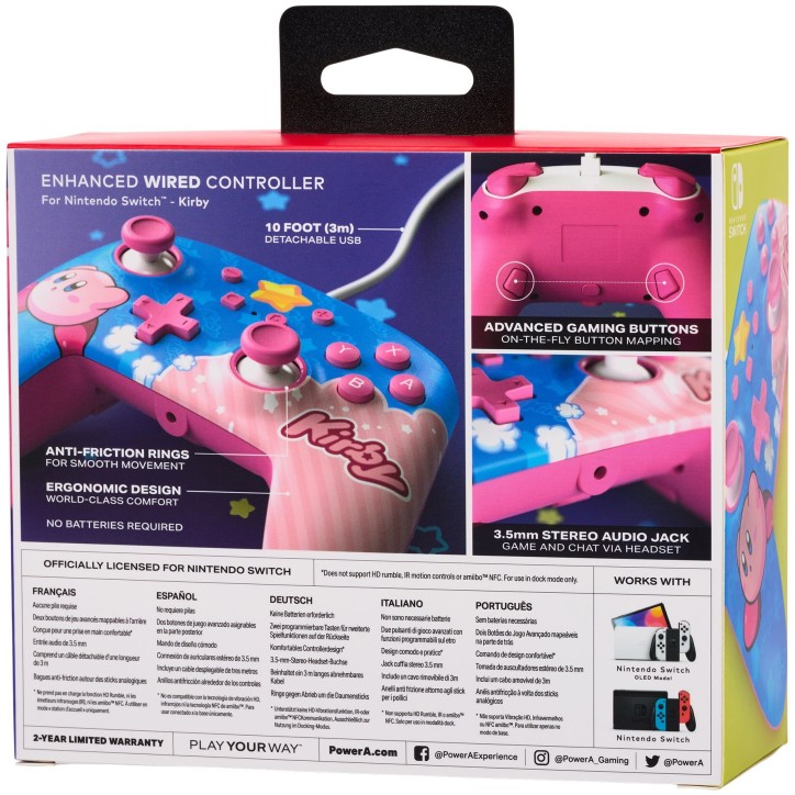 Manette de jeu filaire PowerA Enhanced Kirby pour Nintendo Switch